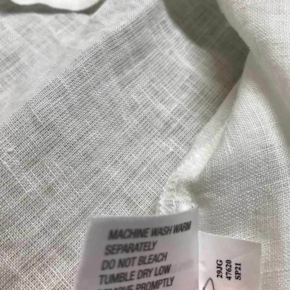 Orvis Linen Top Blouse Womens Size L White Button Up Beach Henley Lightweight - Picture 7 of 10